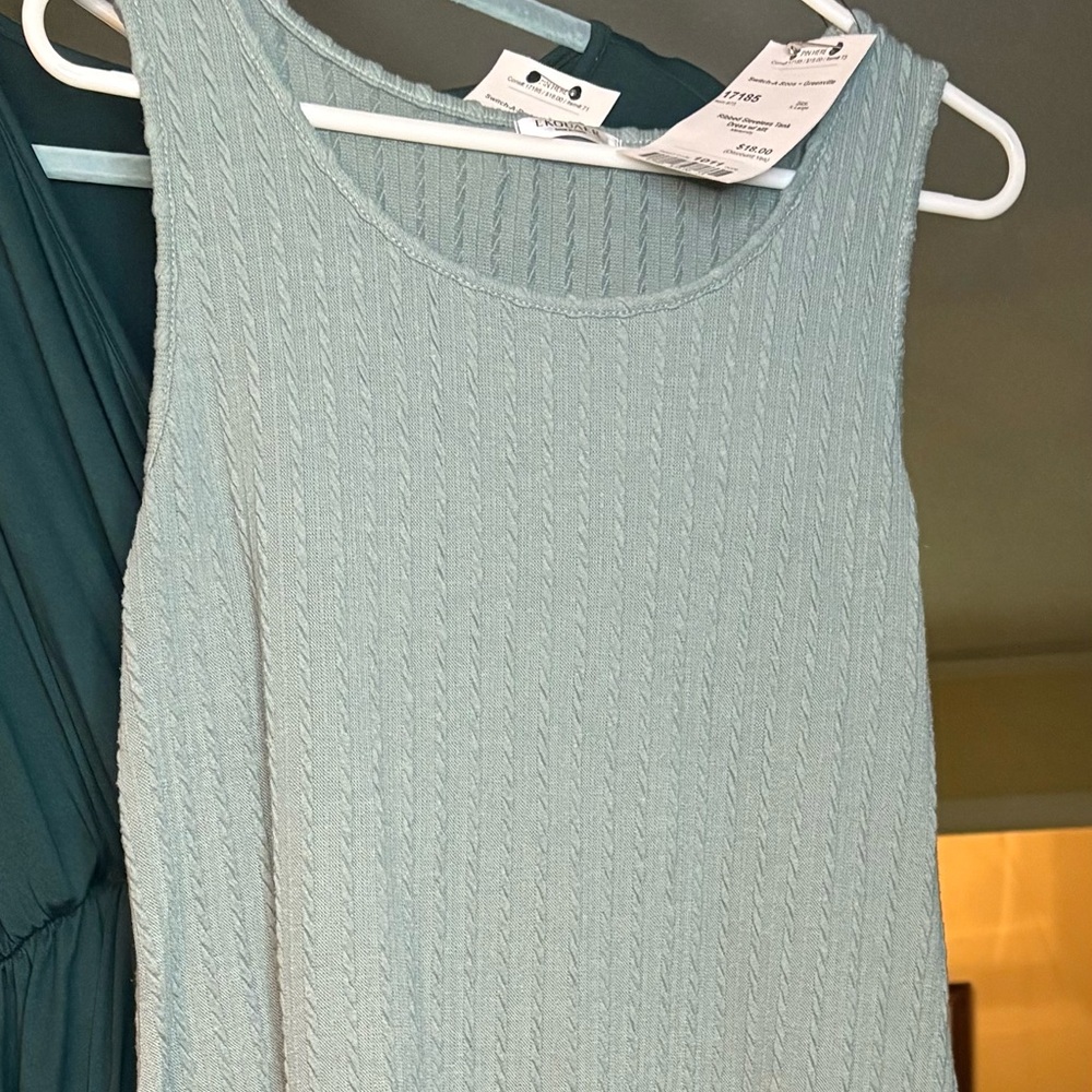 Ekouaer Maternity Ribbed Sleeveless Midi Tank Dress with slit up right leg